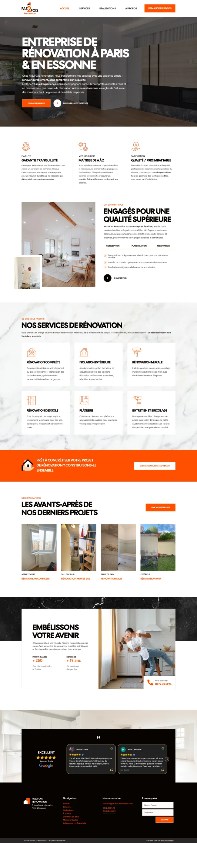 Site internet réalisé pour PAS2FOIS Rénovation, entreprise de rénovation